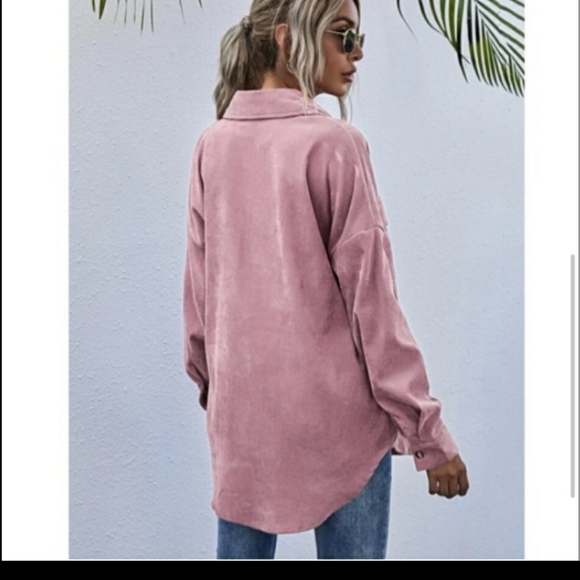 Pink Button Front Corduroy Coat - Picture 6 of 6